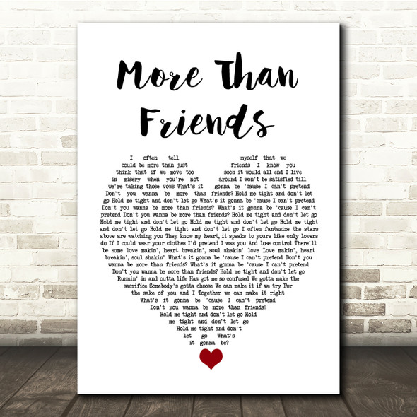 James Hype More Than Friends White Heart Song Lyric Quote Music Poster Print