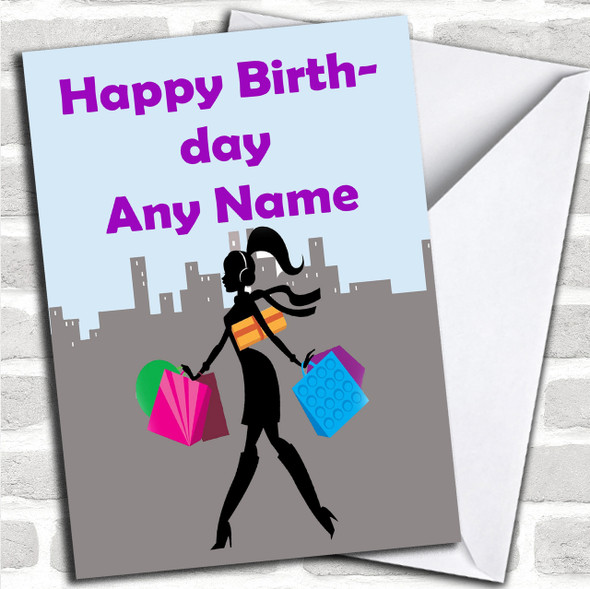Shopping Shopaholic Personalized Birthday Card