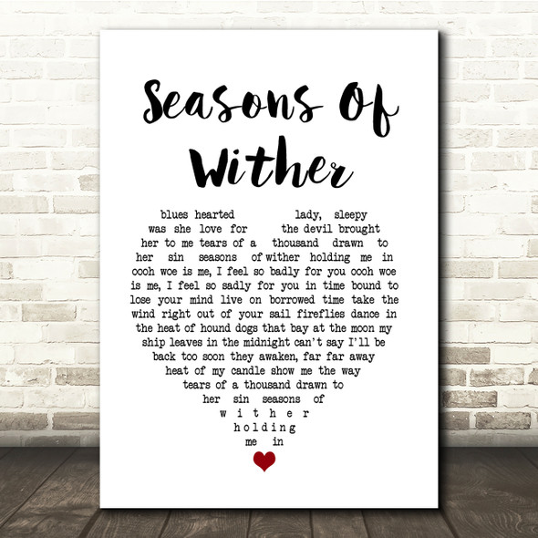 Aerosmith Seasons Of Wither White Heart Song Lyric Quote Music Poster Print