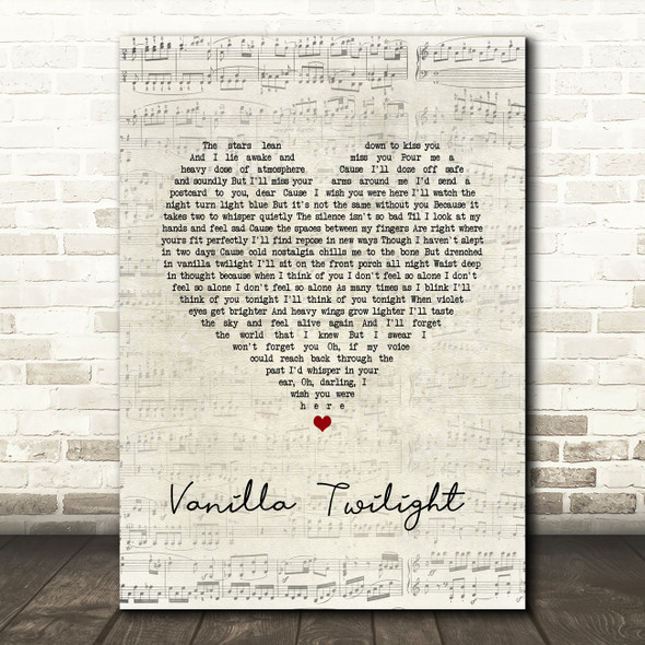 Owl City Vanilla Twilight Script Heart Song Lyric Quote Music Poster Print