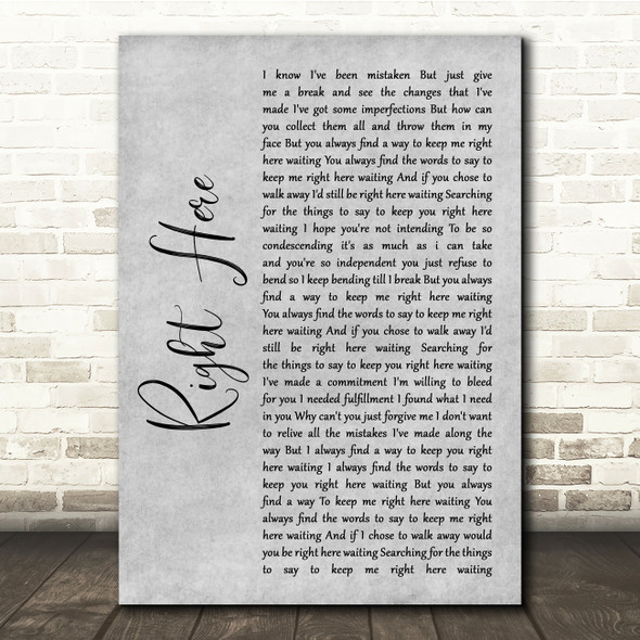 Staind Right Here Grey Rustic Script Song Lyric Quote Music Poster Print