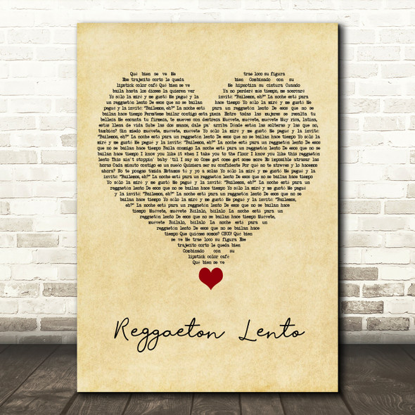 CNCO Reggaeton Lento Vintage Heart Song Lyric Quote Music Poster Print