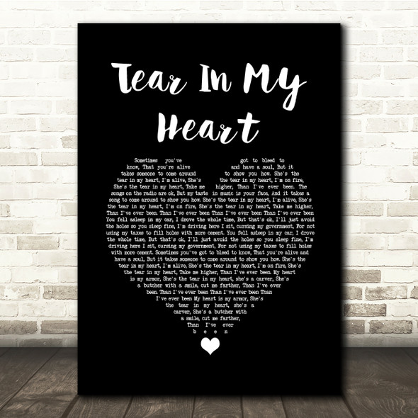 Twenty One Pilots Tear In My Heart Black Heart Song Lyric Quote Music Poster Print