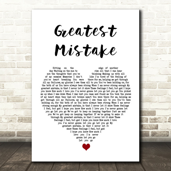 Jack Savoretti Greatest Mistake White Heart Song Lyric Quote Music Poster Print