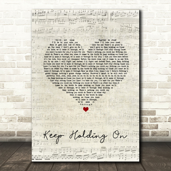 Avril Lavigne Keep Holding On Script Heart Song Lyric Quote Music Poster Print