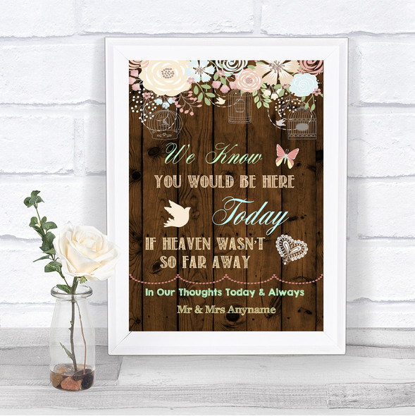 Rustic Floral Wood Loved Ones In Heaven Personalized Wedding Sign