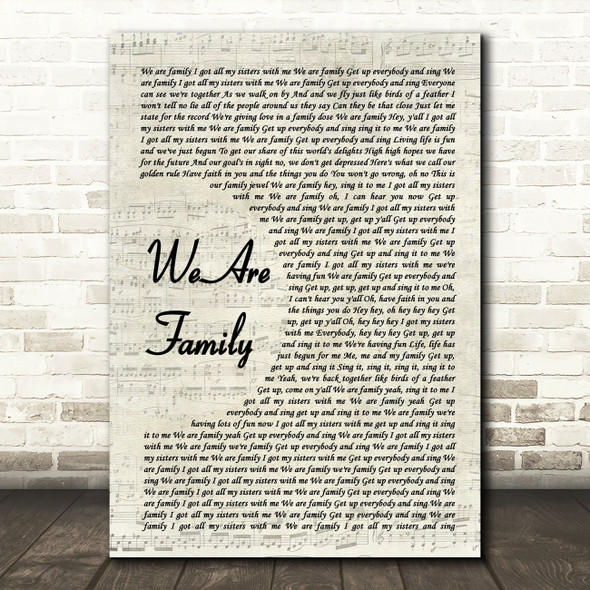 Sister Sledge We Are Family Vintage Script Song Lyric Quote Music Poster Print