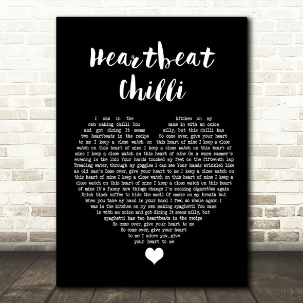 Allo Darlin' Heartbeat Chilli Black Heart Song Lyric Quote Music Poster Print