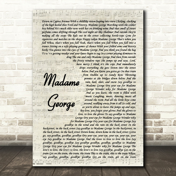 Van Morrison Madame George Vintage Script Song Lyric Quote Music Poster Print