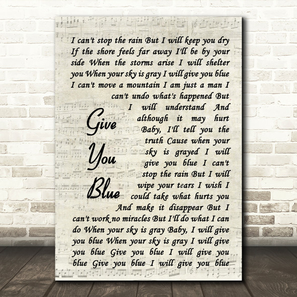 Allen Stone Give You Blue Vintage Script Song Lyric Quote Music Poster Print