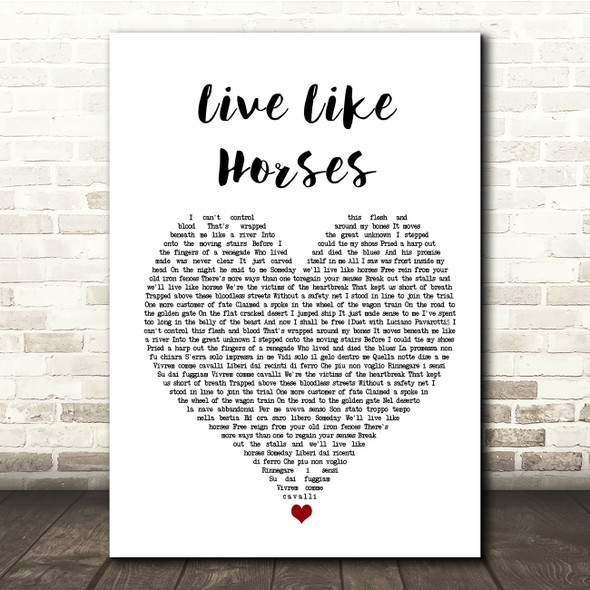 Elton John Live Like Horses White Heart Song Lyric Quote Music Poster Print