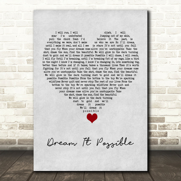 Jane Zhang Dream It Possible Grey Heart Song Lyric Quote Music Poster Print