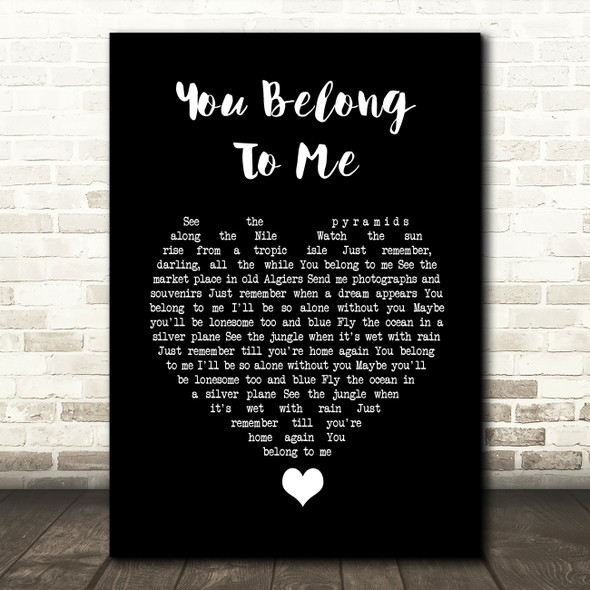 Bob Dylan You Belong To Me Black Heart Song Lyric Quote Music Poster Print