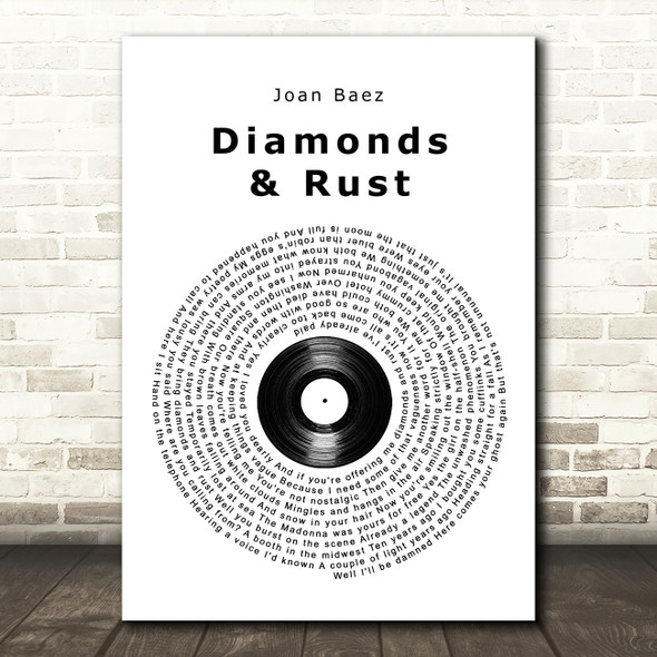 Joan Baez Diamonds & Rust Vinyl Record Song Lyric Quote Music Poster Print