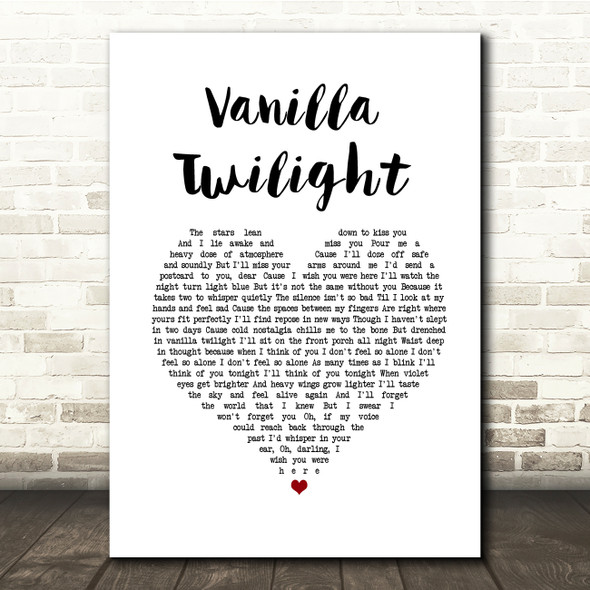 Owl City Vanilla Twilight White Heart Song Lyric Quote Music Poster Print