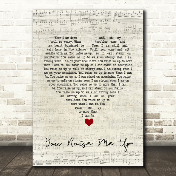Westlife You Raise Me Up Script Heart Song Lyric Quote Music Poster Print