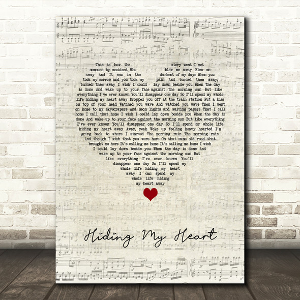 Adele Hiding My Heart Script Heart Song Lyric Quote Music Poster Print