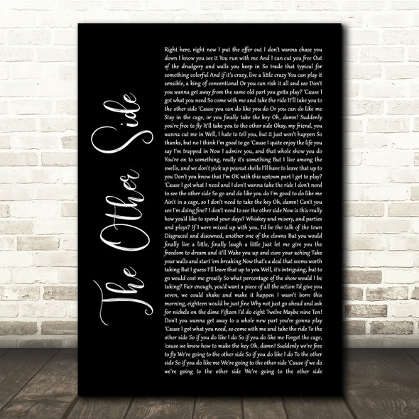 Hugh Jackman & Zac Efron The Other Side Black Script Song Lyric Quote Music Poster Print