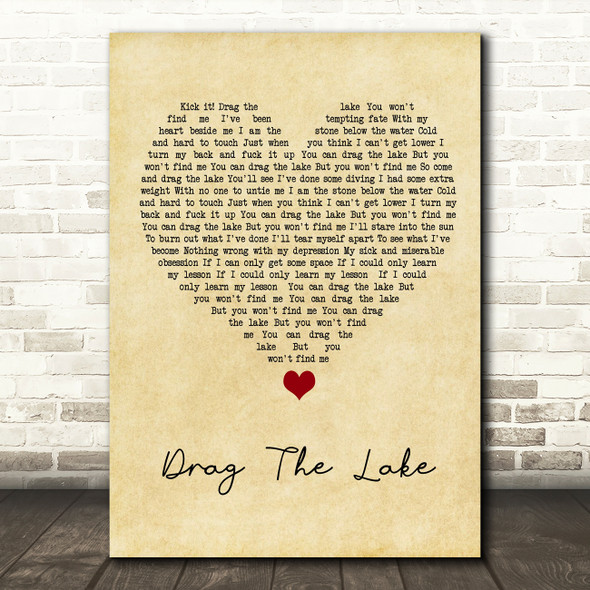 The Amity Affliction Drag The Lake Vintage Heart Song Lyric Quote Music Poster Print