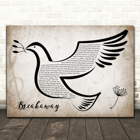 Kelly Clarkson Breakaway Vintage Dove Bird Song Lyric Quote Music Poster Print