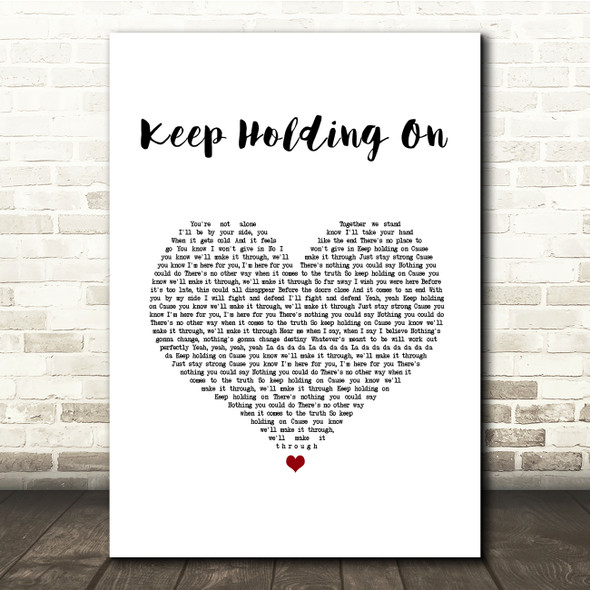 Avril Lavigne Keep Holding On White Heart Song Lyric Quote Music Poster Print