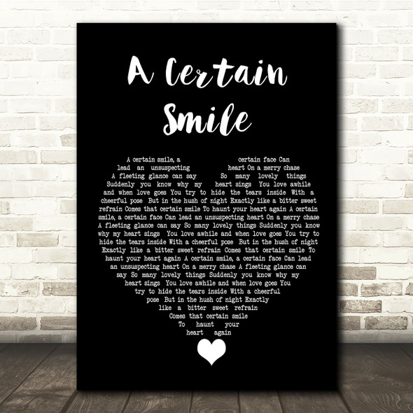 Johnny Mathis A Certain Smile Black Heart Song Lyric Quote Music Poster Print