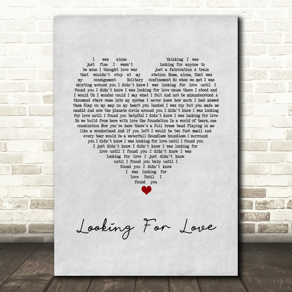 Karen Ramirez Looking For Love Grey Heart Song Lyric Quote Music Poster Print