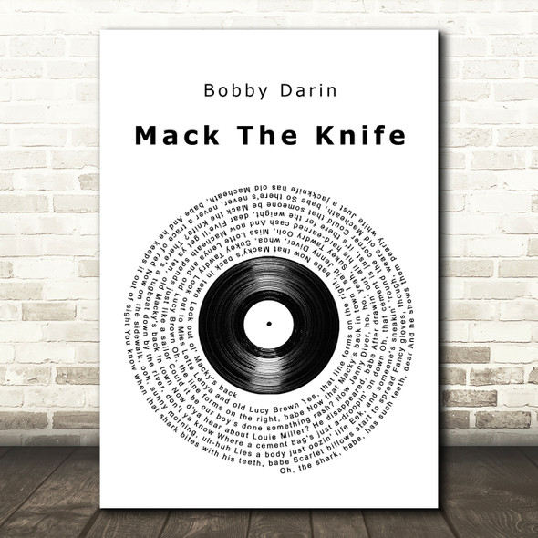 Bobby Darin Mack The Knife Vinyl Record Song Lyric Quote Music Poster Print