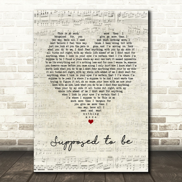 Brett young Supposed to be Script Heart Song Lyric Quote Music Poster Print