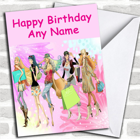 Girly Shopping Trip Personalized Birthday Card