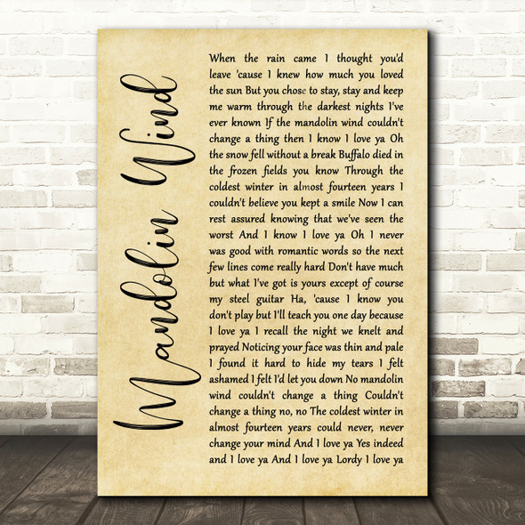Rod Stewart Mandolin Wind Rustic Script Song Lyric Quote Music Poster Print