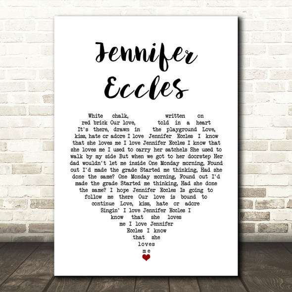 The Hollies Jennifer Eccles White Heart Song Lyric Quote Music Poster Print