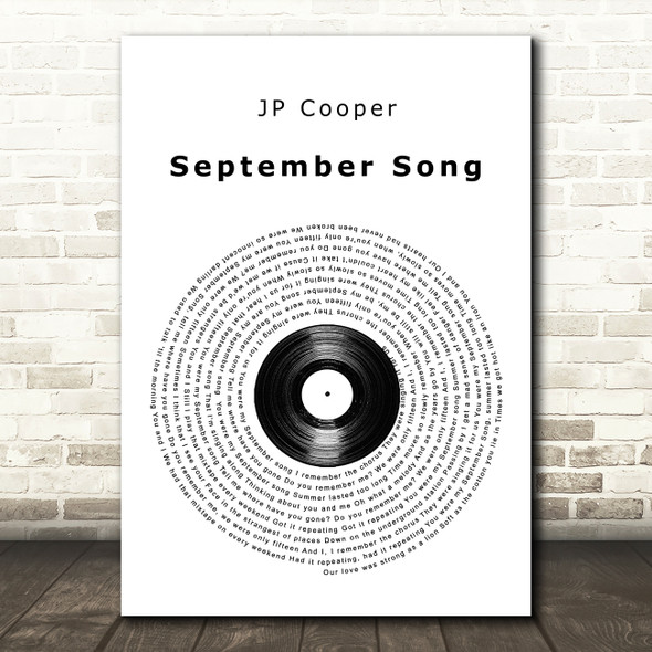 JP Cooper September Song Vinyl Record Song Lyric Quote Music Poster Print