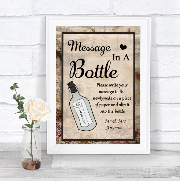 Vintage Message In A Bottle Personalized Wedding Sign