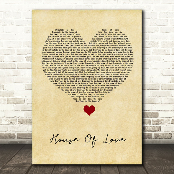 East 17 House Of Love Vintage Heart Song Lyric Quote Music Poster Print