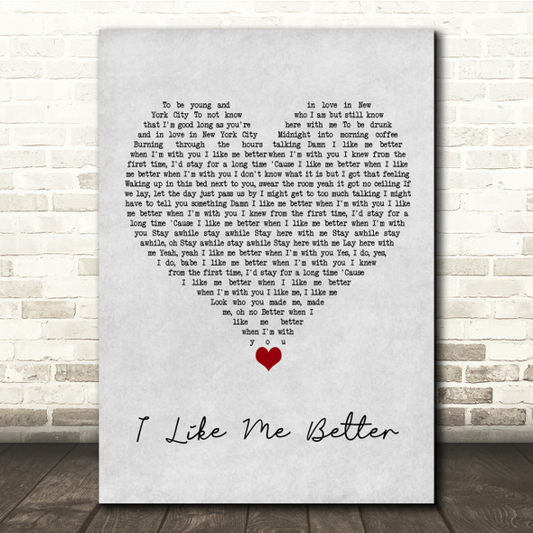 Lauv I Like Me Better Grey Heart Song Lyric Quote Music Poster Print