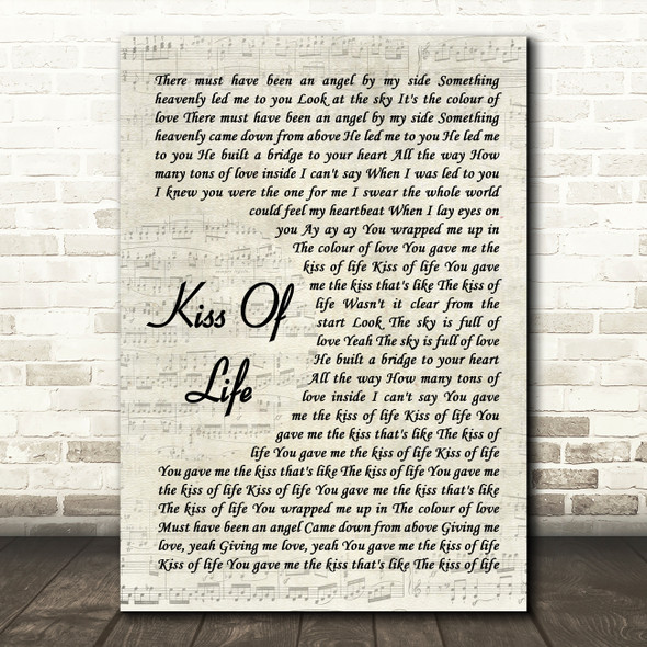 Sade Kiss Of Life Vintage Script Song Lyric Quote Music Poster Print