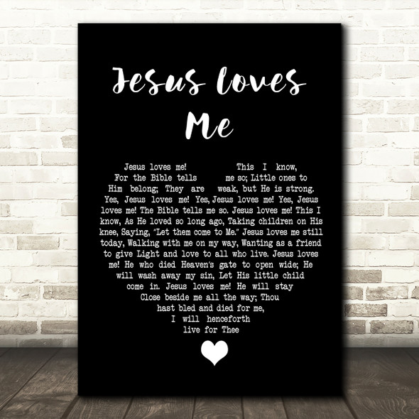 Anna Bartlett Warner Jesus Loves Me Black Heart Song Lyric Quote Music Poster Print