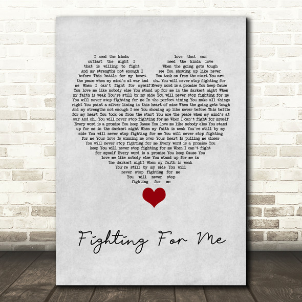 Riley Clemmons Fighting For Me Grey Heart Song Lyric Quote Music Poster Print