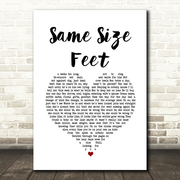 Stereophonics Same Size Feet White Heart Song Lyric Quote Music Poster Print