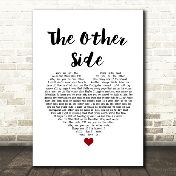 David Gray The Other Side White Heart Song Lyric Quote Music Poster Print