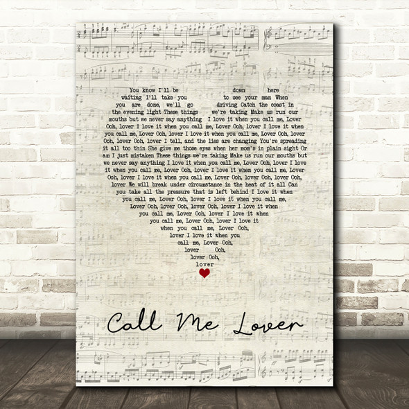 Sam Fender Call Me Lover Script Heart Song Lyric Quote Music Poster Print