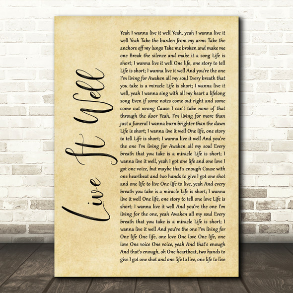 Switchfoot Live It Well Rustic Script Song Lyric Quote Music Poster Print