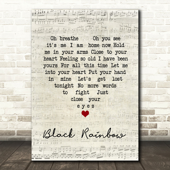 Raffertie Black Rainbow Script Heart Song Lyric Quote Music Poster Print