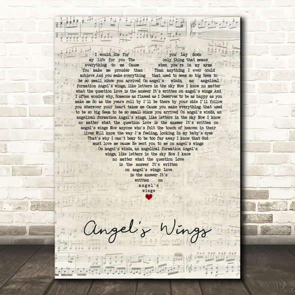 Westlife Angel's Wings Script Heart Song Lyric Quote Music Poster Print