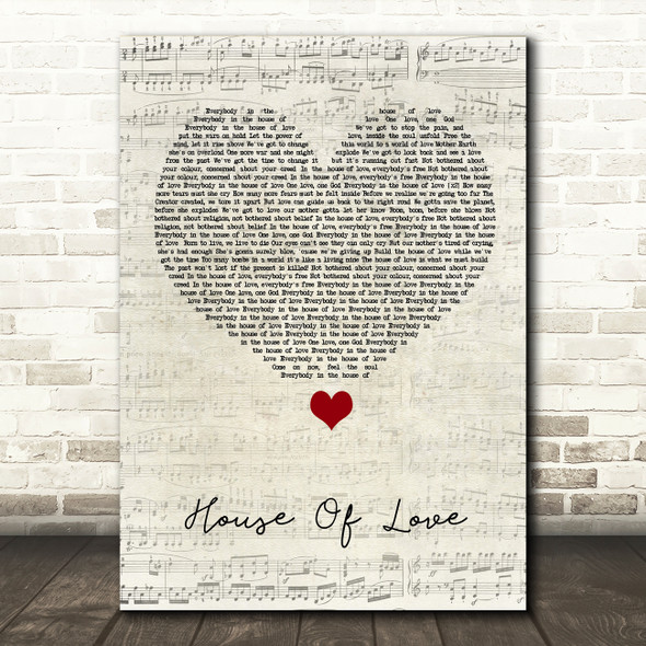 East 17 House Of Love Script Heart Song Lyric Quote Music Poster Print