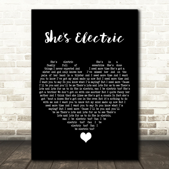 Oasis She's Electric Black Heart Song Lyric Quote Music Poster Print