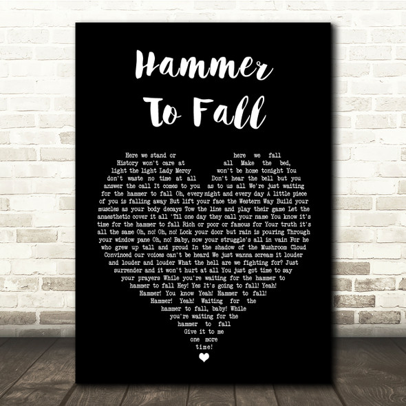 Queen Hammer To Fall Black Heart Song Lyric Quote Music Poster Print