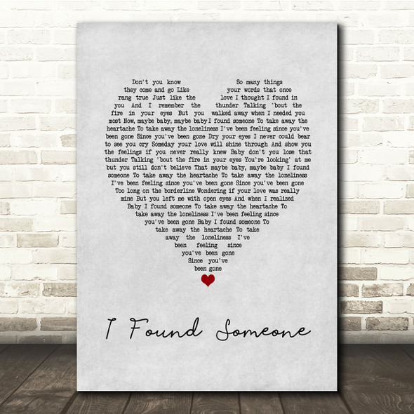 Cher I Found Someone Grey Heart Song Lyric Quote Music Poster Print