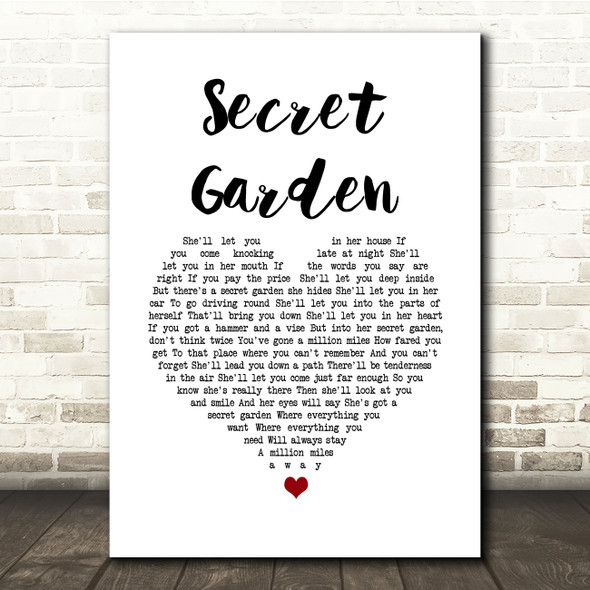 Bruce Springsteen Secret Garden White Heart Song Lyric Quote Music Poster Print